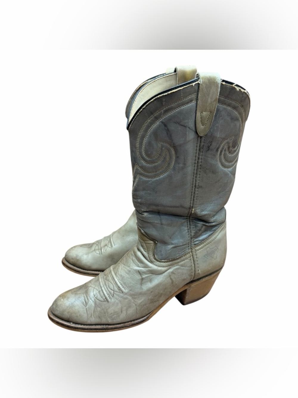 Texas Vintage Two Tone Gray Men's Size 9 Western Cowboy Boots Classic Gray